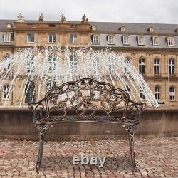 Banc de jardin en métal Siège d'extérieur en fonte de parc Patio 2/3 places Chaise longue avec dossier