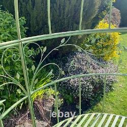 Banc de jardin vert antique avec tonnelle en acier métallique rustique 2 places pour patio extérieur