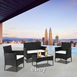 Black Rattan Outdoor Garden Furniture Set 4 Piece Chairs Sofa Table Patio Set Royaume-uni