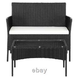 Black Rattan Outdoor Garden Furniture Set 4 Piece Chairs Sofa Table Patio Set Royaume-uni
