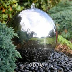 Caractéristique D'eau De Jardin En Acier Inoxydable De Luxe Sphere De 50cm Avec Lumières Led