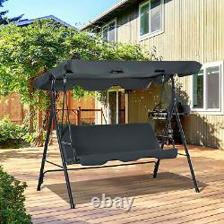 Chaise balançoire de jardin en métal Outsunny 3 places, couleur gris foncé
