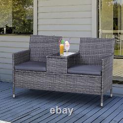 Chaise en rotin Outsunny Mobilier de jardin Banc d'amour Patio Table Gris