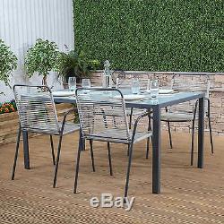 Cosmopolitan Steel & Poly Weave Meubles De Jardin Table Et Chaises Set