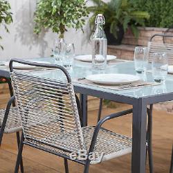 Cosmopolitan Steel & Poly Weave Meubles De Jardin Table Et Chaises Set