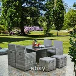 Cube En Rotin Meubles De Jardin Set Chaises Sofa Table Patio Extérieur En Osier 8 Seater