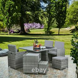 Cube Rattan Garden Furniture Set Chairs Sofa Table Outdoor Patio Wicker 8 Places