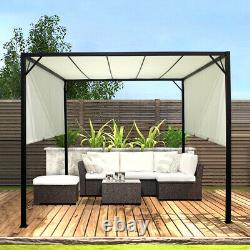 En Acier Extérieur Pergola Retractable Sun Shade Auvent Gazebo Canopy Garden Pavilion