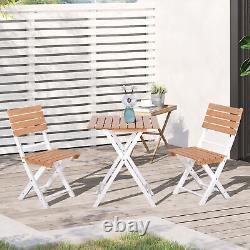 Ensemble de bistro de patio 3 pièces Ensemble de meubles de jardin Chaise de jardin pliante Table extérieure naturelle
