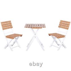Ensemble de bistro de patio 3 pièces Ensemble de meubles de jardin Chaise de jardin pliante Table extérieure naturelle