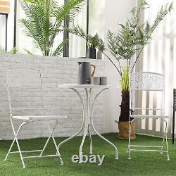 Ensemble de bistrot de jardin en métal, mobilier de balcon avec chaises pliantes pour l'extérieur et l'intérieur.