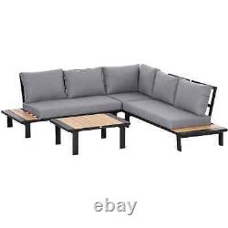 Ensemble de meubles de jardin en aluminium Outsunny 4 pièces en forme de L avec tables, C