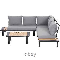 Ensemble de meubles de jardin en aluminium Outsunny 4 pièces en forme de L avec tables, C
