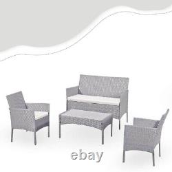 Ensemble de meubles de jardin en rotin 4 pièces pour terrasse extérieure avec table en osier, canapé et chaise