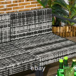 Ensemble de meubles de jardin en rotin Outsunny 6 pièces avec table, coussin, gris anthracite
