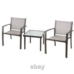 Ensemble de mobilier de jardin Textoline 3 pièces : chaises, table basse, ensemble de sièges pour patio extérieur