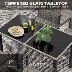 Ensemble de mobilier de jardin en rotin 4 places Outsunny avec plateau en verre gris mélangé