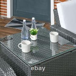 Ensemble de mobilier de jardin en rotin Outsunny 6 pièces avec canapé, table en verre, gris