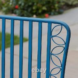 Ensemble de table et chaises de bistrot en fer bleu métallique pour patio, jardin extérieur et mobilier de maison