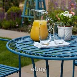 Ensemble de table et chaises de bistrot en fer bleu métallique pour patio, jardin extérieur et mobilier de maison