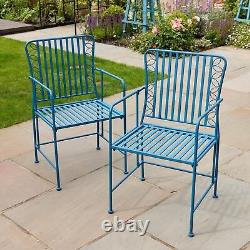 Ensemble de table et chaises de bistrot en fer bleu métallique pour patio, jardin extérieur et mobilier de maison