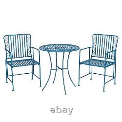 Ensemble de table et chaises de bistrot en fer bleu métallique pour patio, jardin extérieur et mobilier de maison