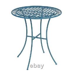 Ensemble de table et chaises de bistrot en fer bleu métallique pour patio, jardin extérieur et mobilier de maison