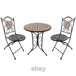 Ensemble de table et de chaises de bistrot en mosaïque pour patio et jardin - Mobilier de salle à manger extérieur (3 pièces)