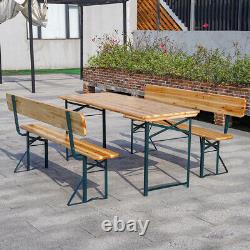 Ensemble de table pliante en bois avec bancs pour jardin, barbecue extérieur, bistro, chaise de banc et bureau.