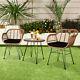 Garden Bistro Patio Meubles Set Table & Chaises Outdoor Indoor Steel Rattan