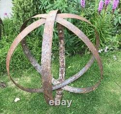Garden Metal Sphere Sculpture Reclaimed Rusty Whisky Barrel Cerceau Anneau 55-65cm