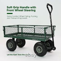 Garden Trolley Utility Cart Remorque De Service Lourd Wagon Inc Côtés Amovibles / Pliants