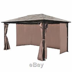 Gazebo Durable Avec Abri De Jardin Rideau Tente Canopy Brown Aluminium 2 Tailles