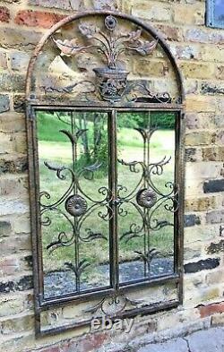 Grand Miroir De Jardin Copper Leaf 2 Portes Mur Ouvert Ou Fence Montured Mirror