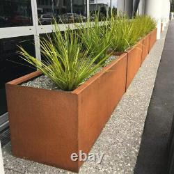 Grand bac à plantes en métal de 80 cm de longueur en acier Corten pour jardin, pot de fleurs pour plantes en extérieur