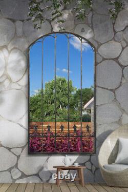 Grand miroir de jardin en métal rustique en forme d'arc avec effet d'église - Nouveau - 160 X 85cm