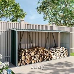 Grand rangement en métal galvanisé pour bûches de bois de chauffage en extérieur pour jardin