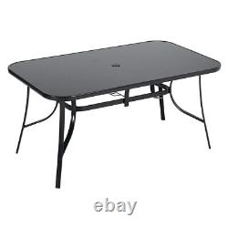 Grande table de jardin XL et ensemble de meubles de patio noir avec 4/6 chaises pour manger en plein air