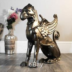 Grandes Statues Gargoyle Griffin En Métal Pour Entrée D'allée Ou Décor Dans Le Jardin