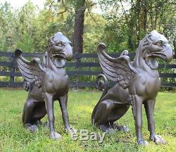 Grandes Statues Gargoyle Griffin En Métal Pour Entrée D'allée Ou Décor Dans Le Jardin