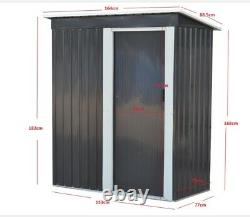 Grey Metal Garden Shed 3ft X 5ft Pent Roof Outdoor Tools Store Storage Flambant