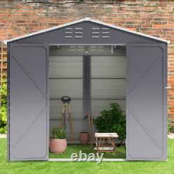 Hangar de jardin en métal robuste de 8,5 x 8 pieds avec toit en pente pour le rangement d'outils extérieurs
