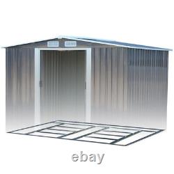 Hangar en métal 8 x 8 pieds, gris profond, remise de jardin en pente, armoire de rangement extérieure pour outils.