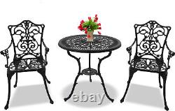 Homeologie Tabreez Jardin & Patio Table Durable & 2 Chaises Black Bistro Set