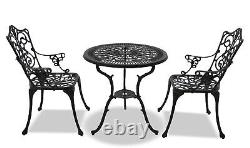 Homeologie Tabreez Jardin & Patio Table Durable & 2 Chaises Black Bistro Set