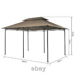 Jardin En Métal Gazebo 3x4m Patio Party Tent Khaki Marquee Canopy Pavilion Sidewall