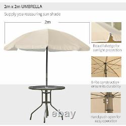 Jardin Patio Textilene Pliage Chaises Table Parasol Furniture Bistro Set Beige