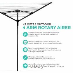 Livivo 45m Garden 4 Arm Rotary Washing Line Clothes Dryer Airer Cover Spike