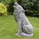 Loup Hurlant Grand Moulage à La Main En Pierre Ornement De Jardin Extérieur Statue Cadeau Pour Patio