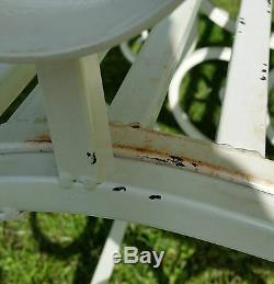 Métal / Acier Jardin Rocking Chair Antique Blanc Vieilli Porche Intérieur Et Extérieur